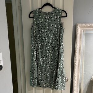 Sleeveless Mint Green Polka Dot Tiered Dress